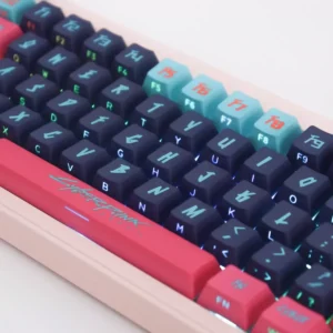 Teclas Cyberpunk cor-de-rosa com retroiluminação lateral