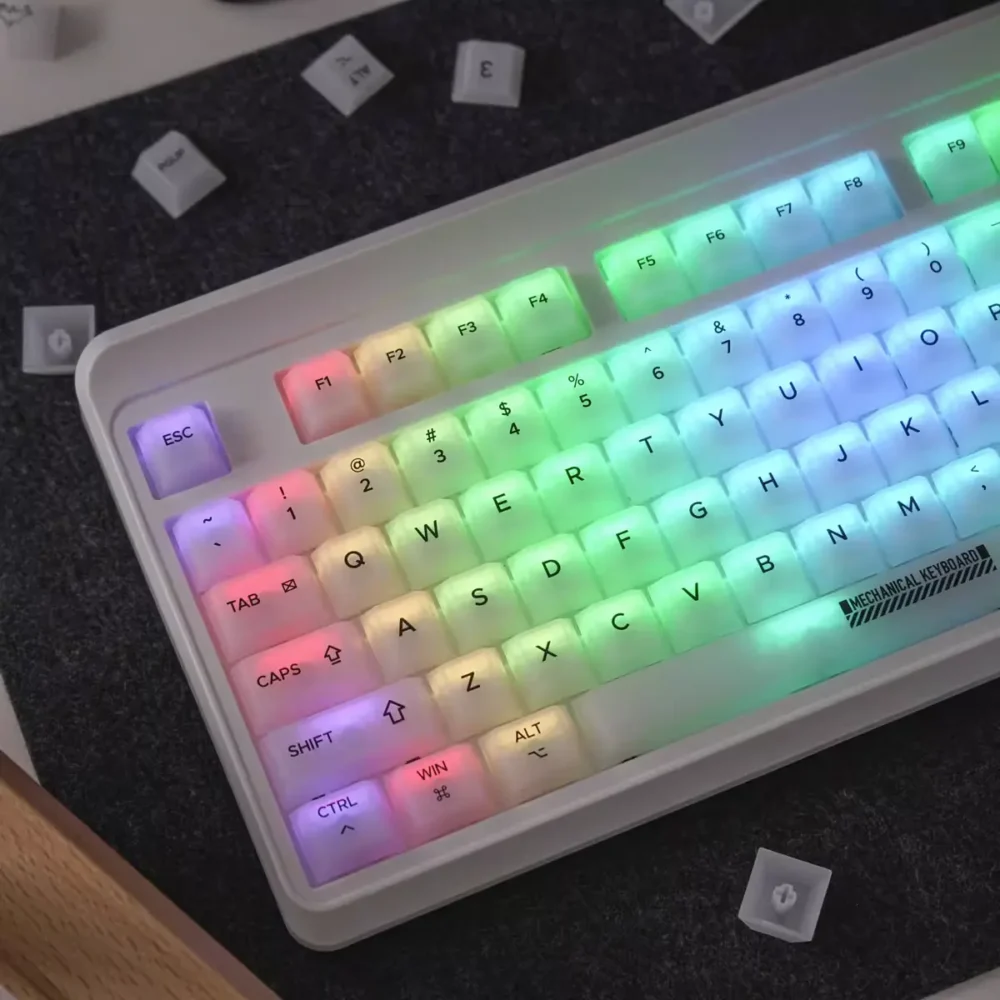 RGB translucent white keycaps