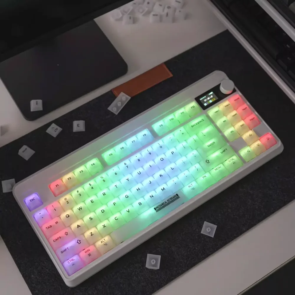 RGB translucent white keycaps-4