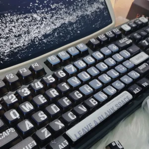 Porta-chaves preto Cyberpunk PBT Double Pudding Translúcido ASA Keycaps