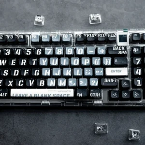 Porta-chaves preto Cyberpunk PBT Double Pudding Translúcido ASA Keycaps