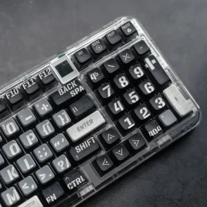 Porta-chaves preto Cyberpunk PBT Double Pudding Translúcido ASA Keycaps