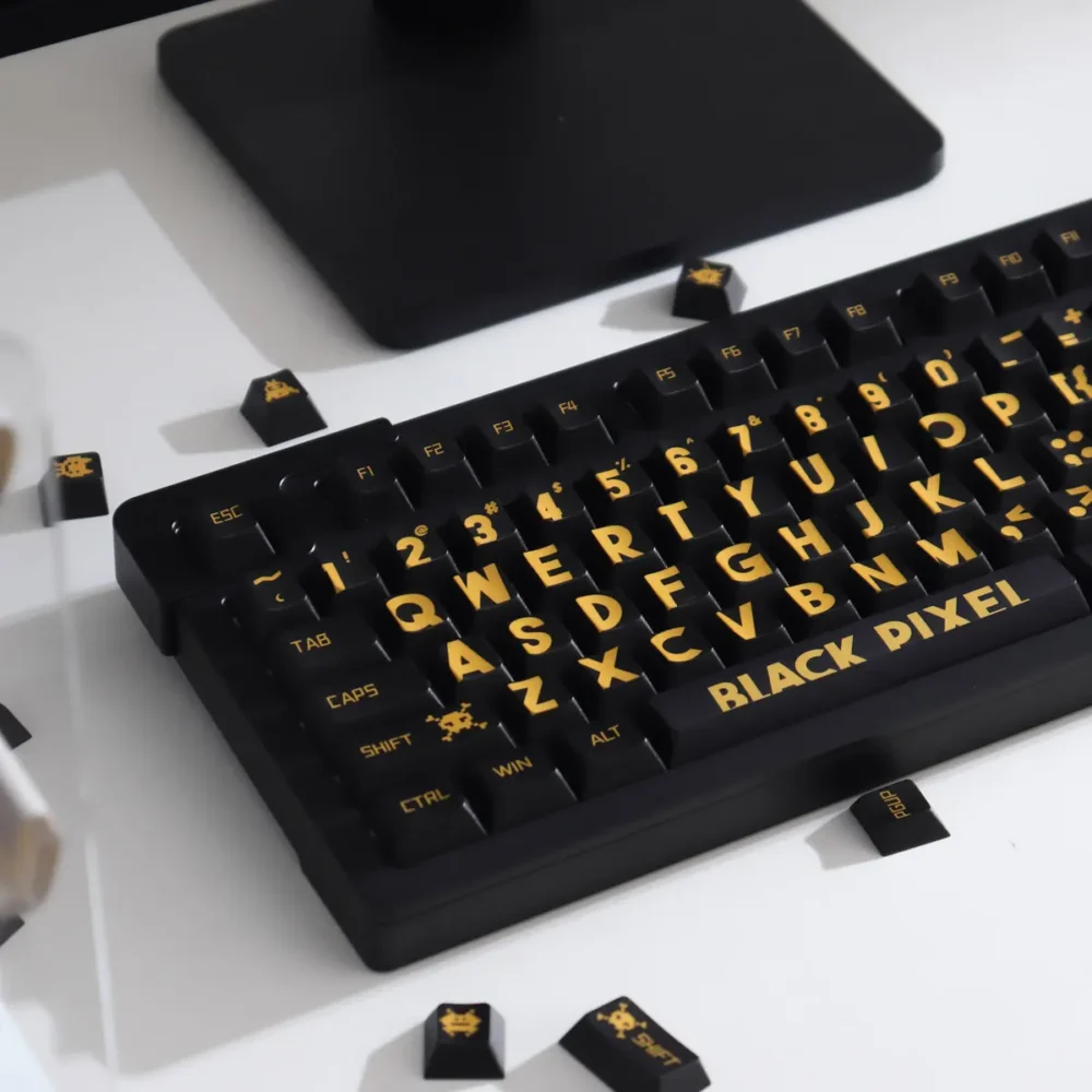 Black Gold Large Font Keycaps