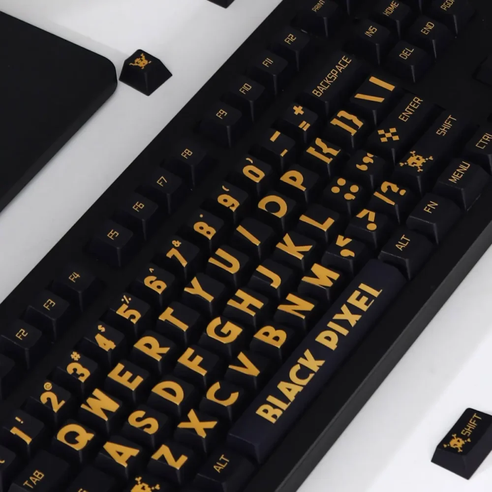 Black Gold Large Font Keycaps-2