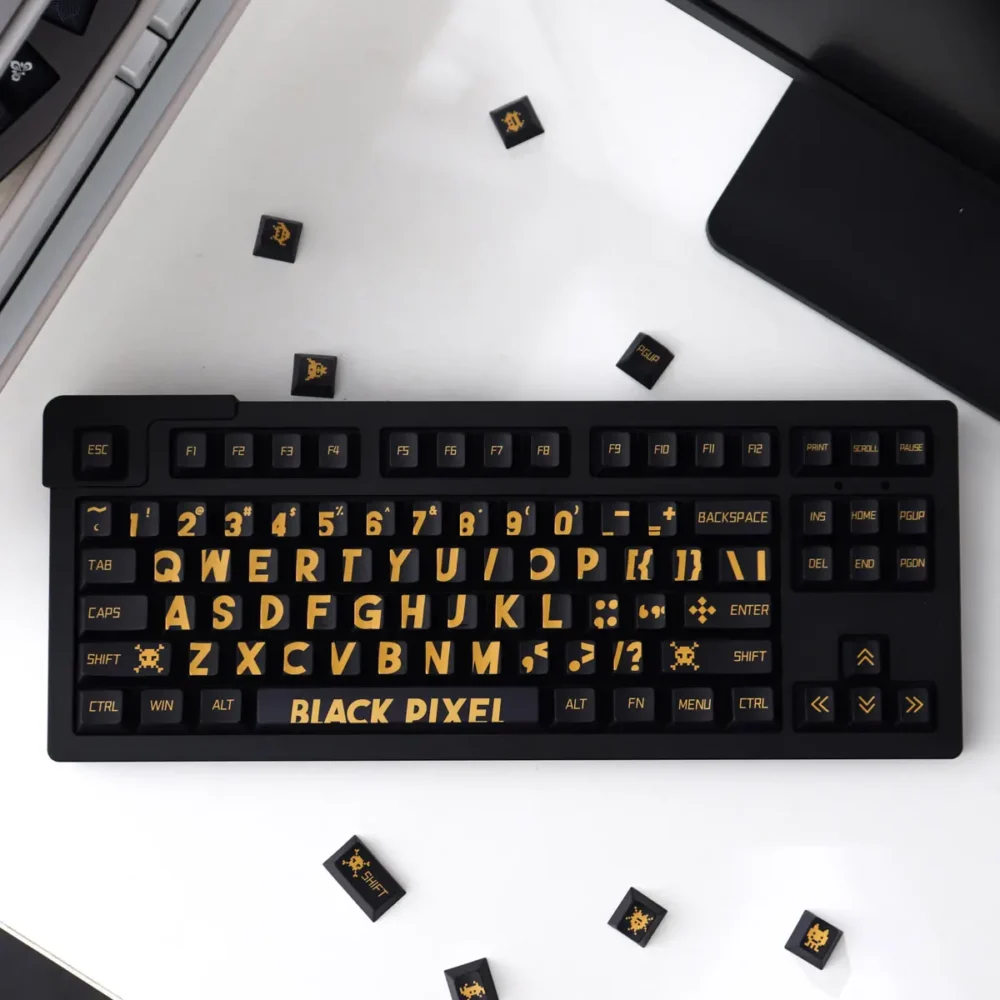 Black Gold Large Font Keycaps-7