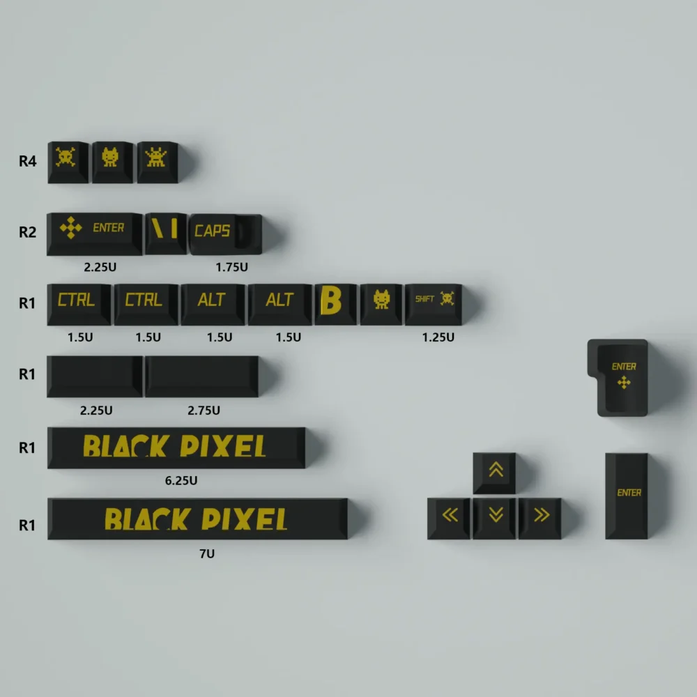 Black Gold Large Font Keycaps-9